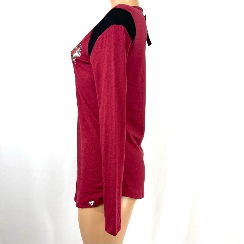 Fanatics Womens Sz M Arizona Coyotes Long Sleeve Lace Up V Neck T Shirt Garnet - Picture 5 of 13
